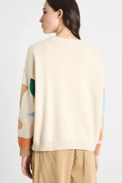 Maglia con fantasia ad intarsio - Bianco Cammello
