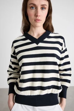 Maglia con fondo a coste - Blu Bianco