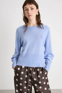 Maglia con fondo a costine - Azzurro