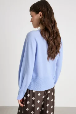 Maglia con fondo a costine - Azzurro