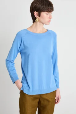 Maglia con fondo asimmetrico - Azzurro