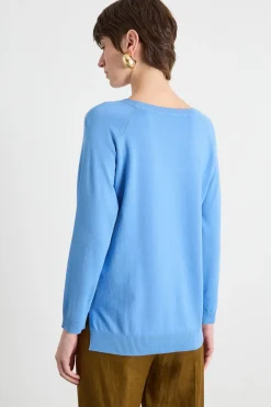 Maglia con fondo asimmetrico - Azzurro