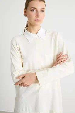 Maglia con fondo asimmetrico - Bianco