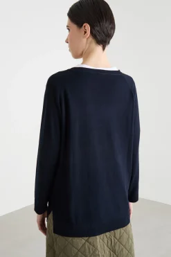 Maglia con fondo asimmetrico - Blu