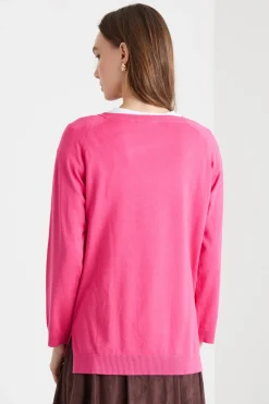 Maglia con fondo asimmetrico - Fuxia