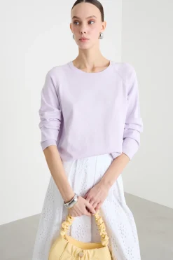 Maglia con fondo asimmetrico - Lilla