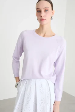 Maglia con fondo asimmetrico - Lilla