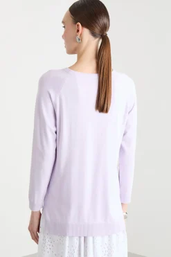 Maglia con fondo asimmetrico - Lilla