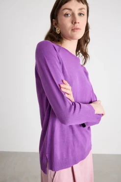 Maglia con fondo asimmetrico - Viola