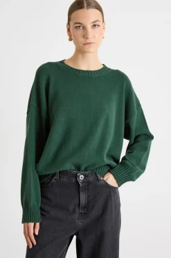 Maglia con maniche a spalla scesa - Verde