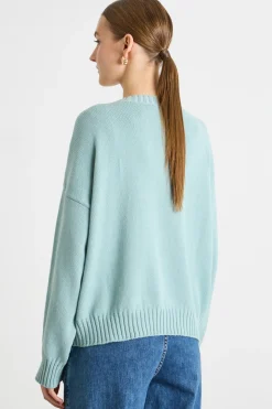 Maglia con maniche a spalla scesa - Verde