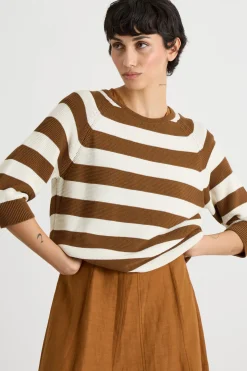 Maglia con maniche a tre quarti - Bianco Marrone