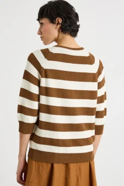 Maglia con maniche a tre quarti - Bianco Marrone