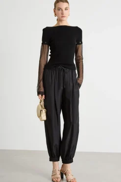 Maglia con maniche trasparenti - Nero