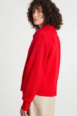 Maglia con maxi colletto - Rosso