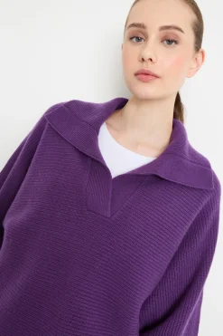 Maglia con maxi colletto - Viola