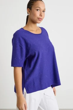Maglia con micro paillettes - Viola