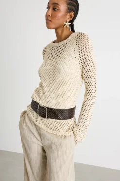Maglia con paillettes - Avorio
