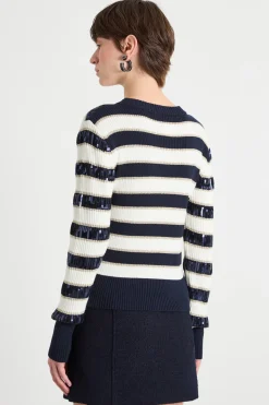 Maglia con paillettes - Bianco Blu