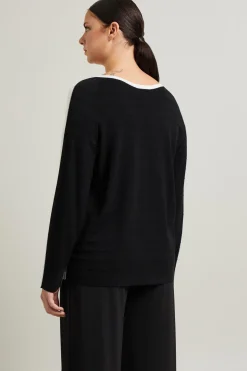 Maglia con pannello a contrasto - Bianco Nero