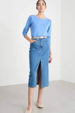 Maglia con perle applicate - Azzurro