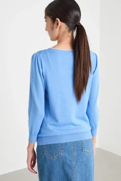 Maglia con perle applicate - Azzurro