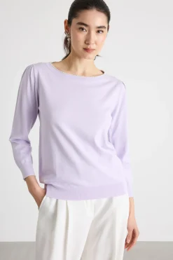 Maglia con perle applicate - Lilla