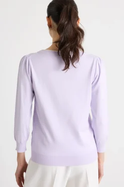 Maglia con perle applicate - Lilla