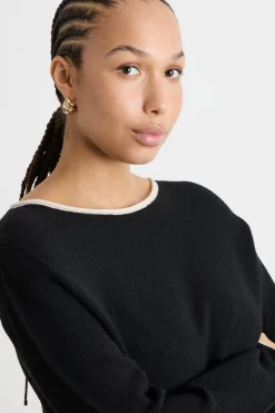 Maglia con profili a contrasto - Nero
