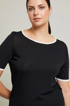 Maglia con profili a contrasto - Nero