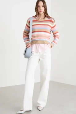 Maglia con profili a costine - Cammello