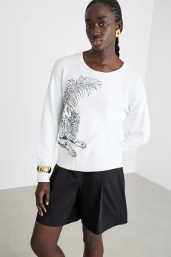 Maglia con ricami - Bianco Nero