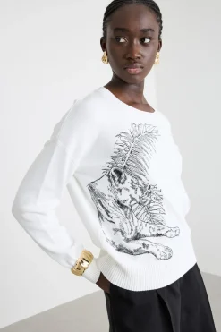 Maglia con ricami - Bianco Nero