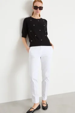 Maglia con ricami bijou - Nero