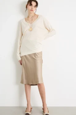 Maglia con scollatura a V - Avorio