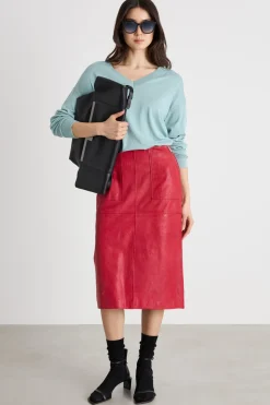Maglia con scollatura a V - Azzurro