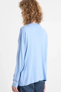 Maglia con scollatura a V - Azzurro