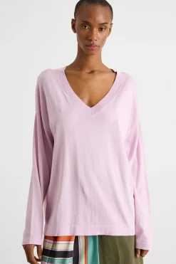 Maglia con scollatura a V - Rosa