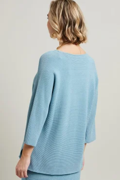 Maglia con scollo a barchetta - Azzurro