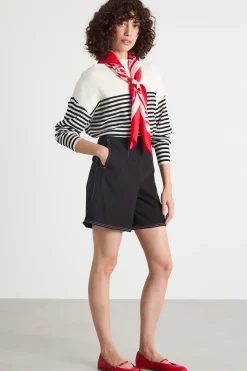 Maglia con scollo a barchetta - Bianco Nero