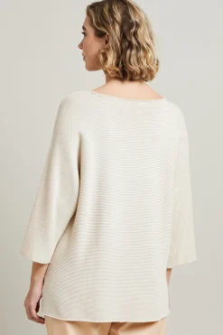 Maglia con scollo a barchetta - Ecru