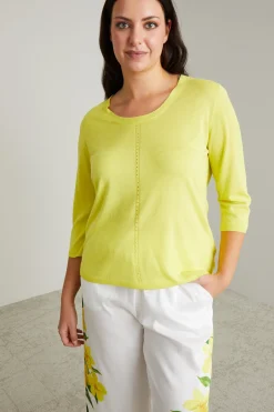 Maglia con scollo a U - Giallo Limone