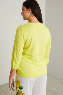 Maglia con scollo a U - Giallo Limone