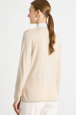 Maglia con scollo a V - Beige