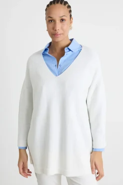 Maglia con scollo a V - Bianco