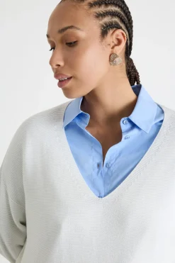 Maglia con scollo a V - Bianco