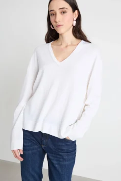 Maglia con scollo a V - Bianco