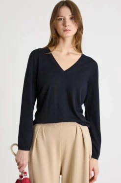 Maglia con scollo a V - Blu