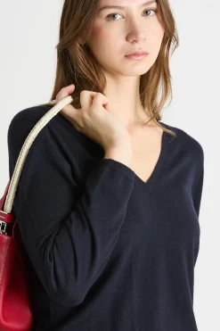 Maglia con scollo a V - Blu