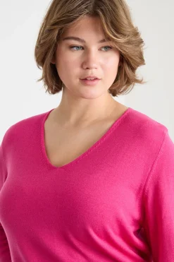 Maglia con scollo a V - Fuxia